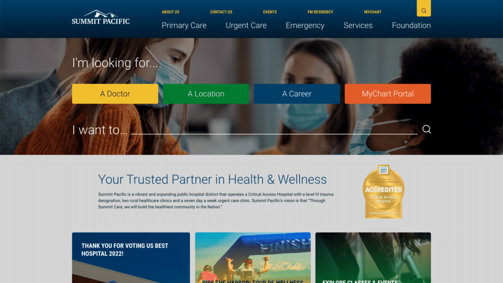 Summit Pacific Medical Center homepage