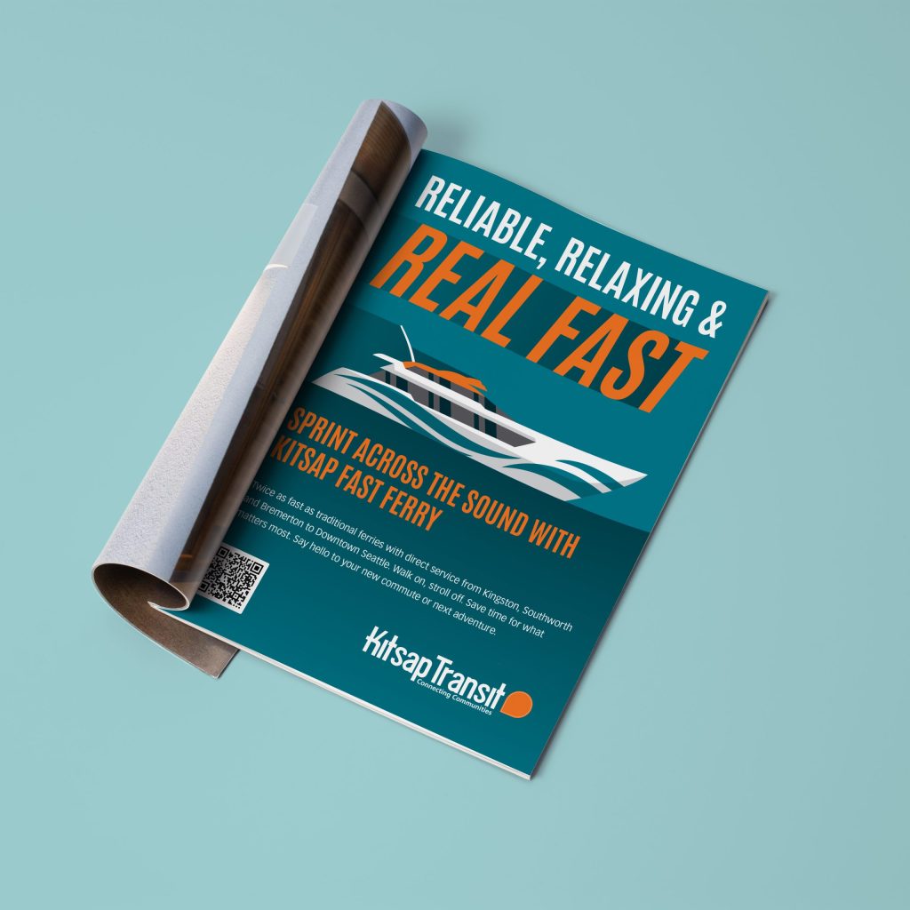 image of a Kitsap Transit magazine ad designed by JayRay Ads & PR
