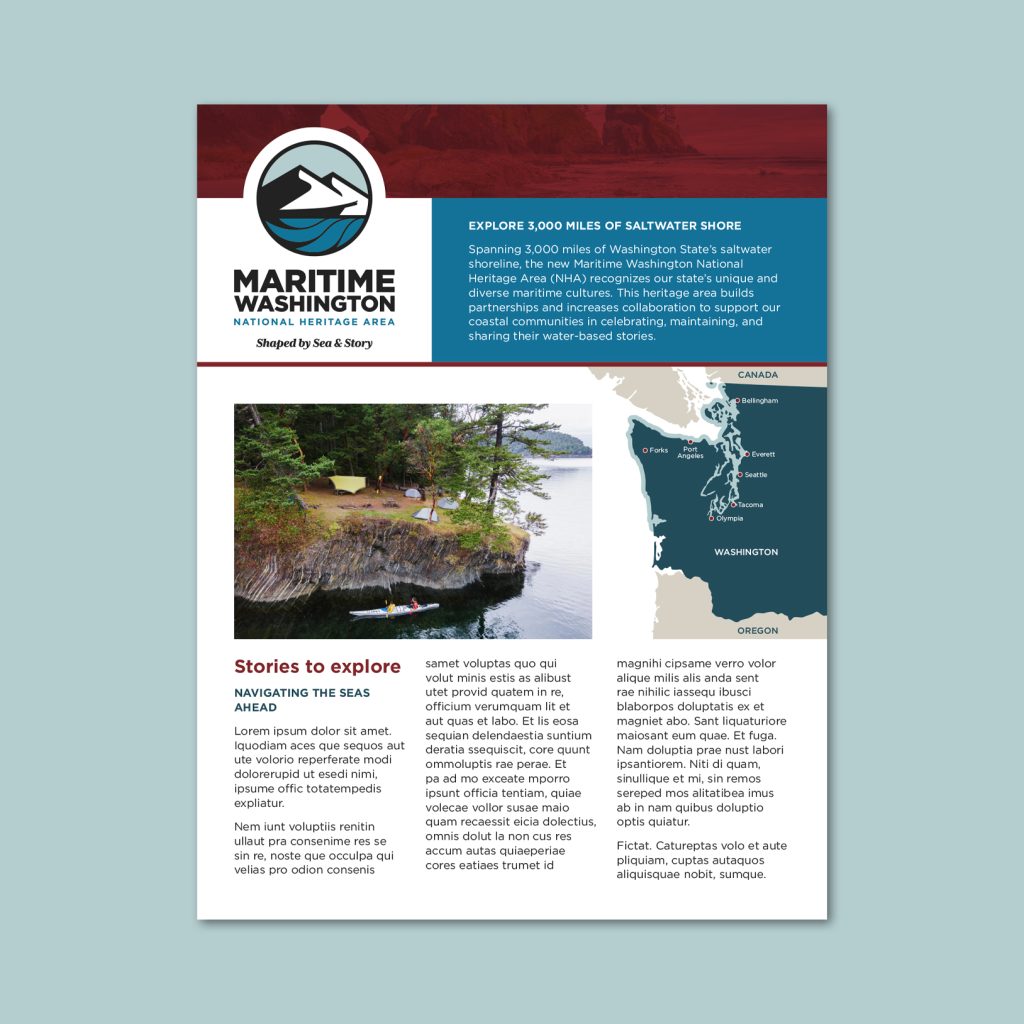Maritime Washington National Heritage Area one pager with information about the area