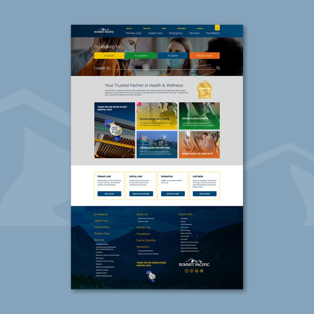 image of Summit Pacific Medical Center website mockup