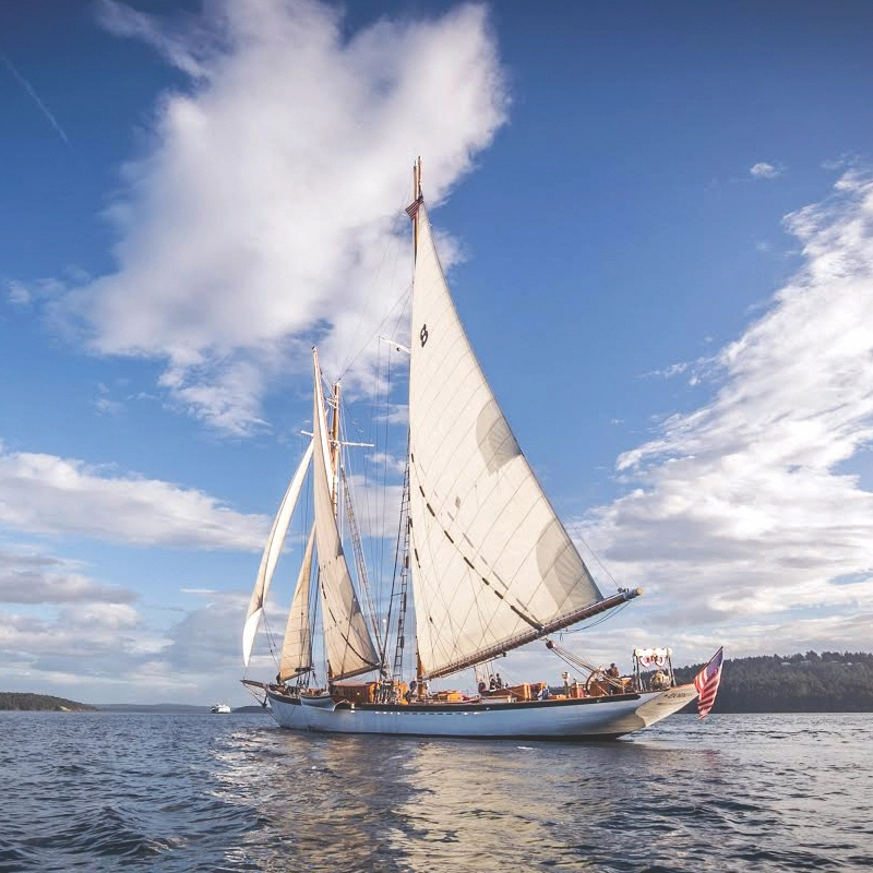 Photo of a schooner in the water near Bellingham, Washington