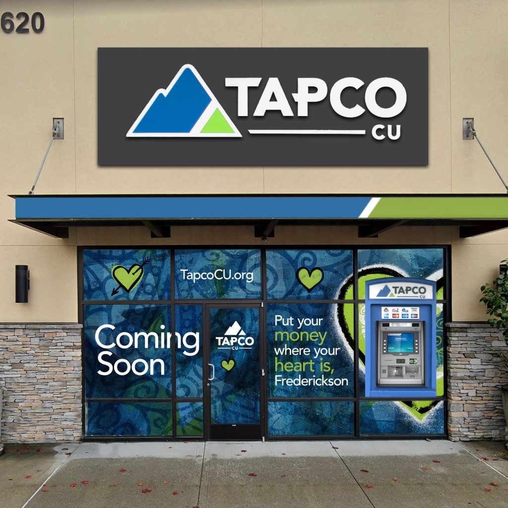 photo of the TAPCO Credit Union business front in Fredrickson, WA
