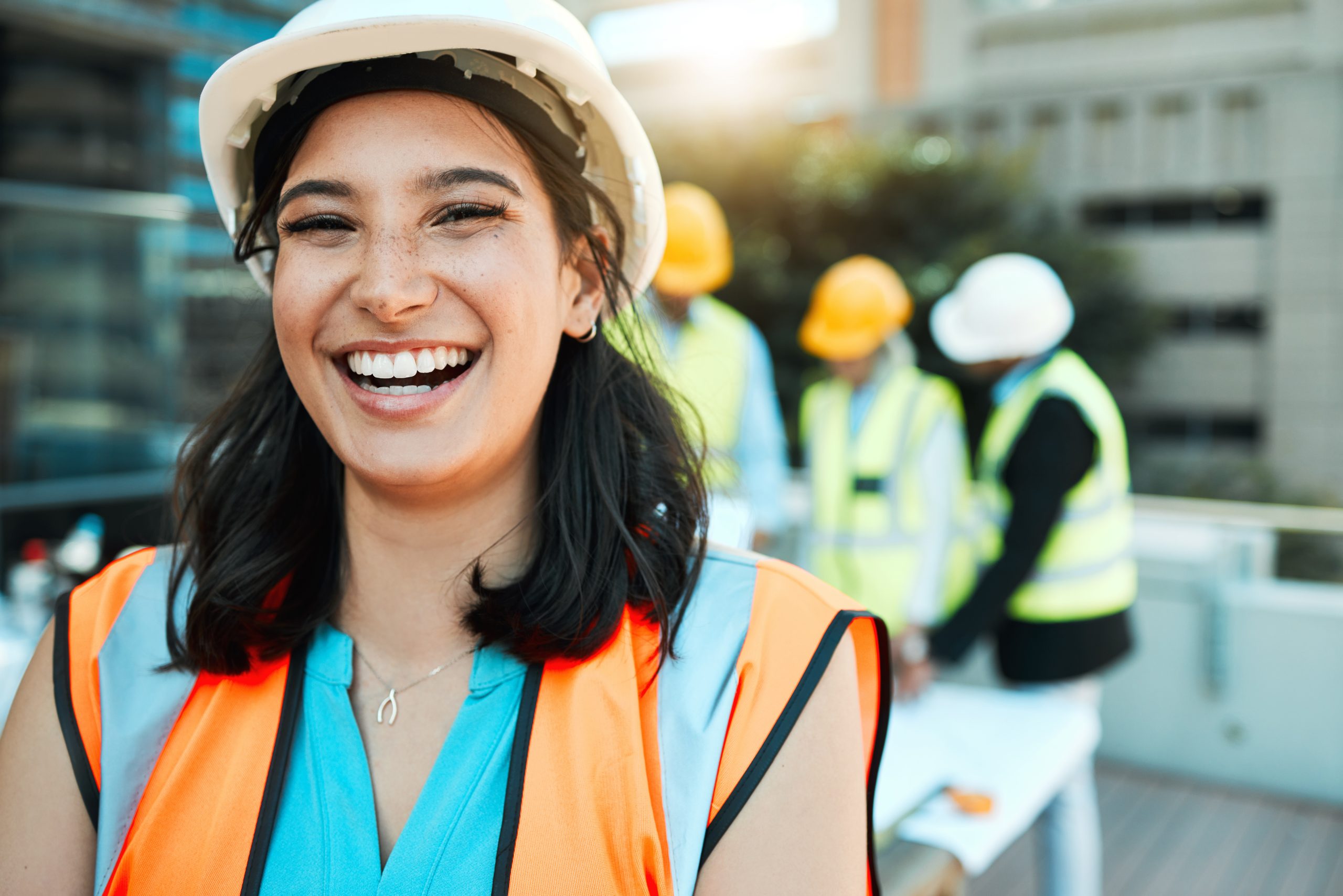 Photo showing Bates Technical College students at a construction site during their schooling