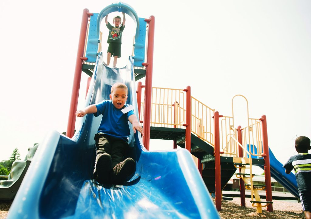 photo of a playground slide at a Tacoma Public School