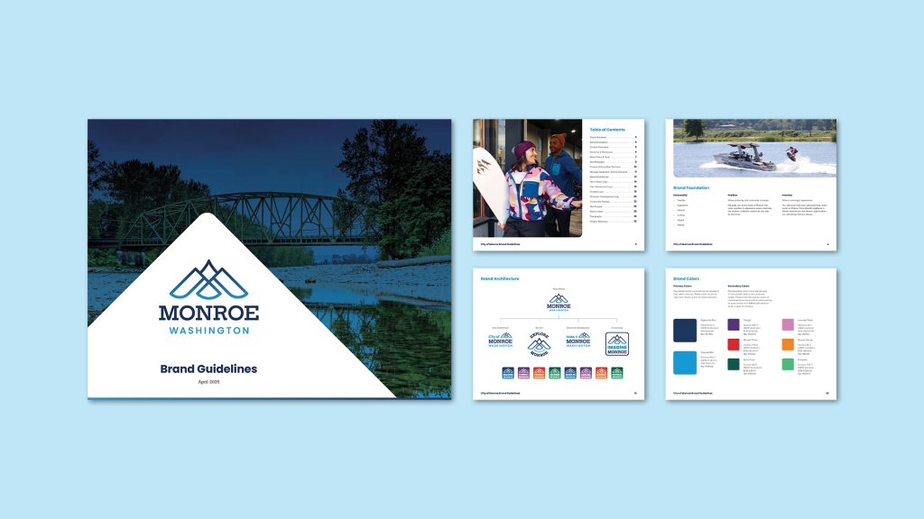 image shows the City of Monroe, Washington brand guide