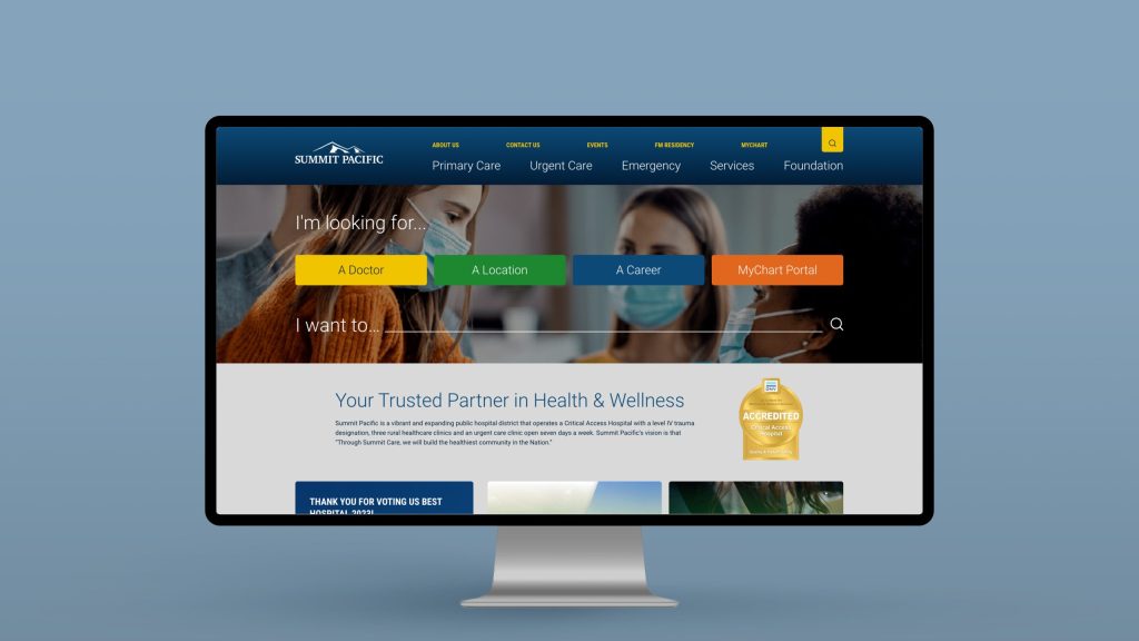 image of a desktop computer monitor showing the Summit Pacific Medical Center website