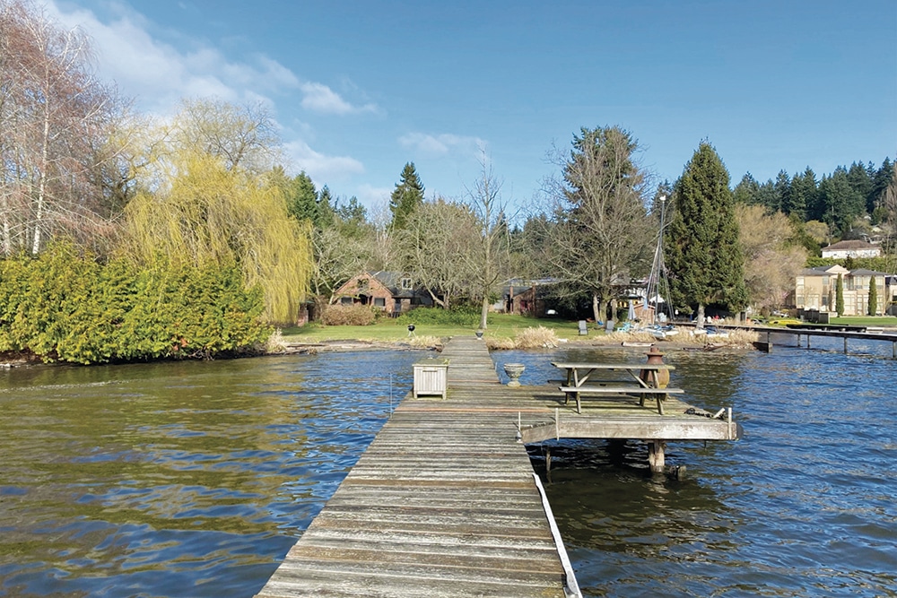 A dock on Lake Washington in Lake Forest Park, Washington